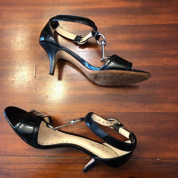 Coach Inez Black Patent Leather Kitten Heels - Picture 5 of 6
